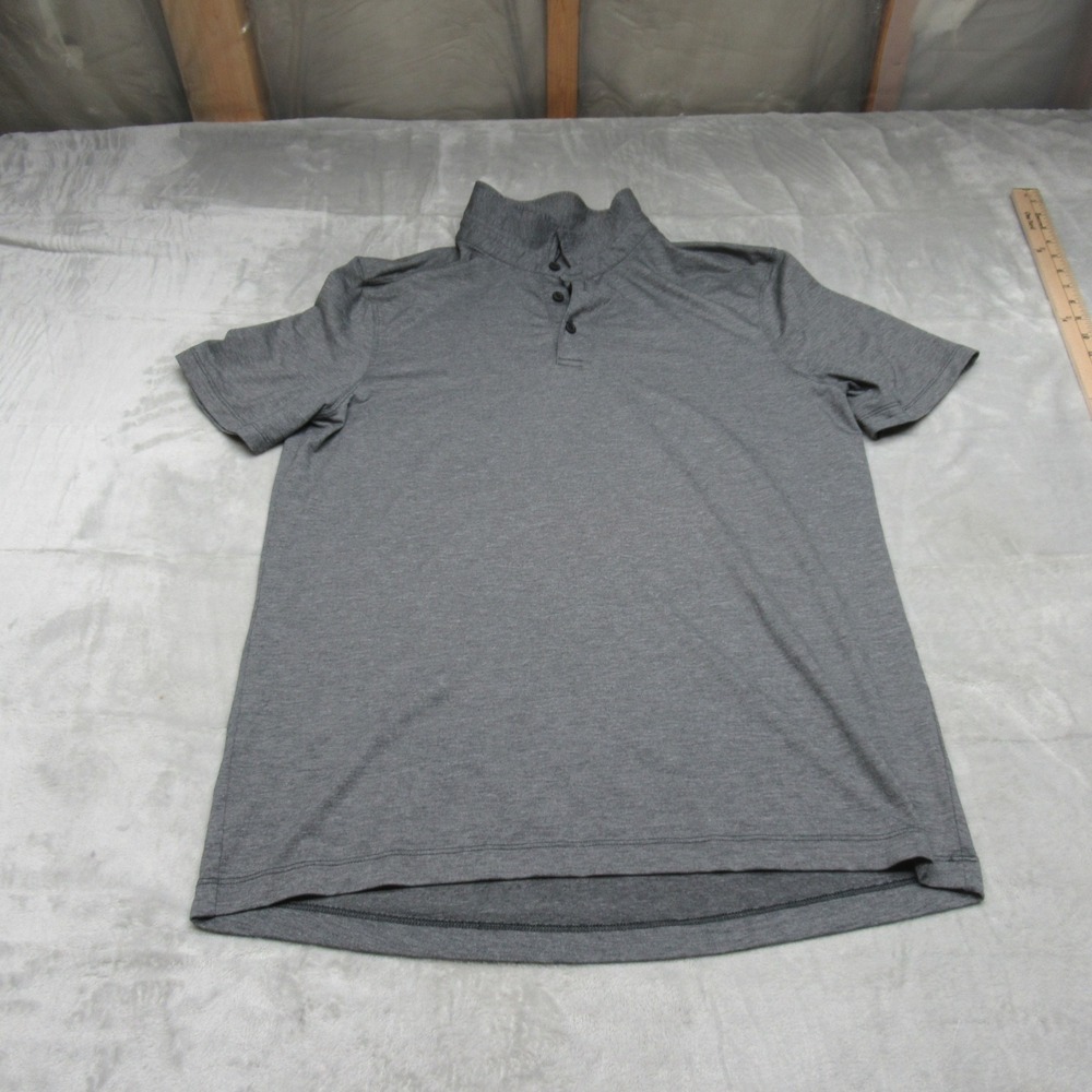 Lululemon Polo Shirt Mens Medium? Grey Heathered Short Sleeve Performance Golf